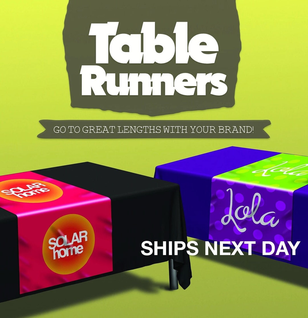 Custom Fabric Table Runner With Logo, Full Color All Over Print, Craft