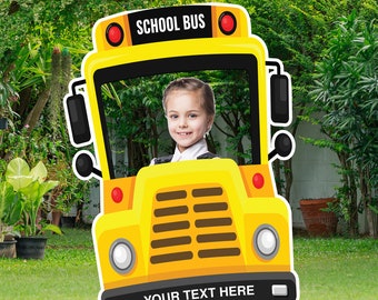 Personalized School Bus Photo Selfie Frame, Back to School Selfie Frame, Custom Selfie Frame, Photo Booth Prop School Bus