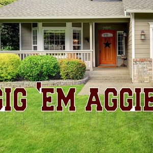 GIG 'EM AGGIES Yard Letters - Texas A&M University Aggies - Football Yard Card - Game Day Yard Decoration