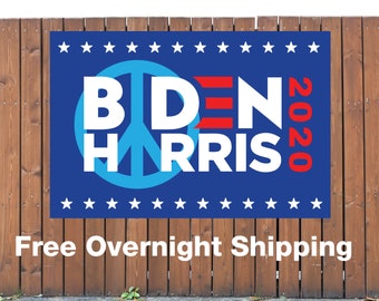 Biden Harris Peace Symbol 13 oz heavy duty vinyl banner sign with metal grommets (many sizes available)