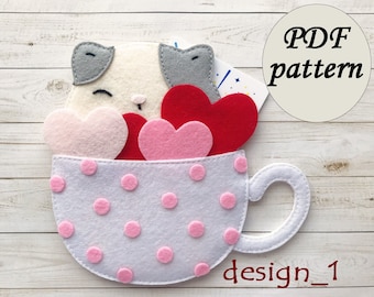 Lindo regalo de gato, tarjetero y monedero, diseño 1, patrón de costura en PDF, descarga instantánea