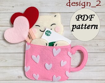 Lindo regalo de gato, soporte para tarjeta y dinero, diseño 2, patrón de costura en PDF, descarga instantánea