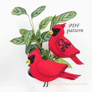Cardinal Schnittmuster PDF, Filz Ornament, Weihnachtsbaum Ornament, Instant Download