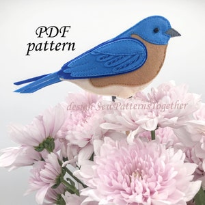 Bluebird Pattern PDF, Blue bird, Felt Bird, Ornament, Topper, Christmas Tree Decoration, Instant Download