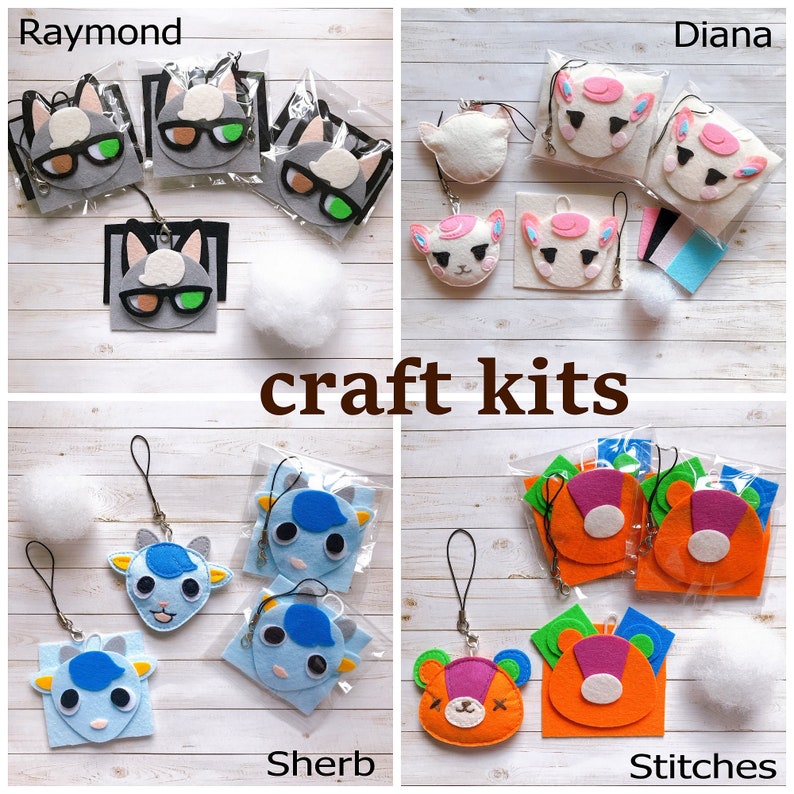 DIY Felt ACNH Animal Crossing Keychains Craft Kit Felt Kit Etsy