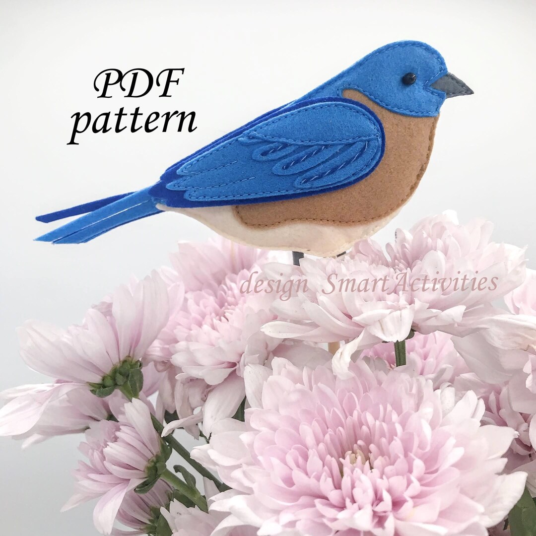 Bluebird Pattern PDF, Blue Bird, Felt Bird, Ornament, Topper, Christmas