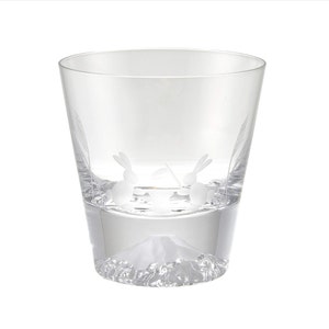Mt fuji,Rabbit,Chilled sake glass With wooden box,Japanese Sake cup,Guinomi Glass,Made in Japan,Japanese Gift,270ml