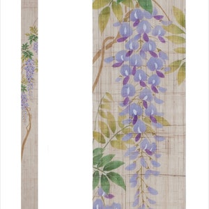 100％ Linen Long and Narrow Japanese art Modern tapestry Japan Kawaii 10×175cm Wall hanging,Japanese hanging,Wisteria