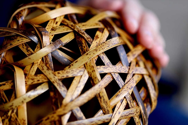 Unique Japanese Ikebana Bamboo Basket Flower Vase Pot Zen Etsy