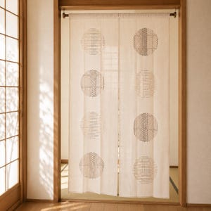 Japanese Enso Window Noren Curtain, Zen Room Divider, Japandi Doorway Curtain, Washable Japanese Decor, 85x150cm
