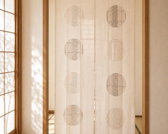 Japanese Enso Window Noren Curtain, Zen Room Divider, Japandi Doorway Curtain, Washable Japanese Decor, 85x150cm