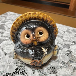 Lucky Shigaraki yaki Tanuki Japanese Raccoon Dog Kawaii,Cute,Ceramic,H17.5cm