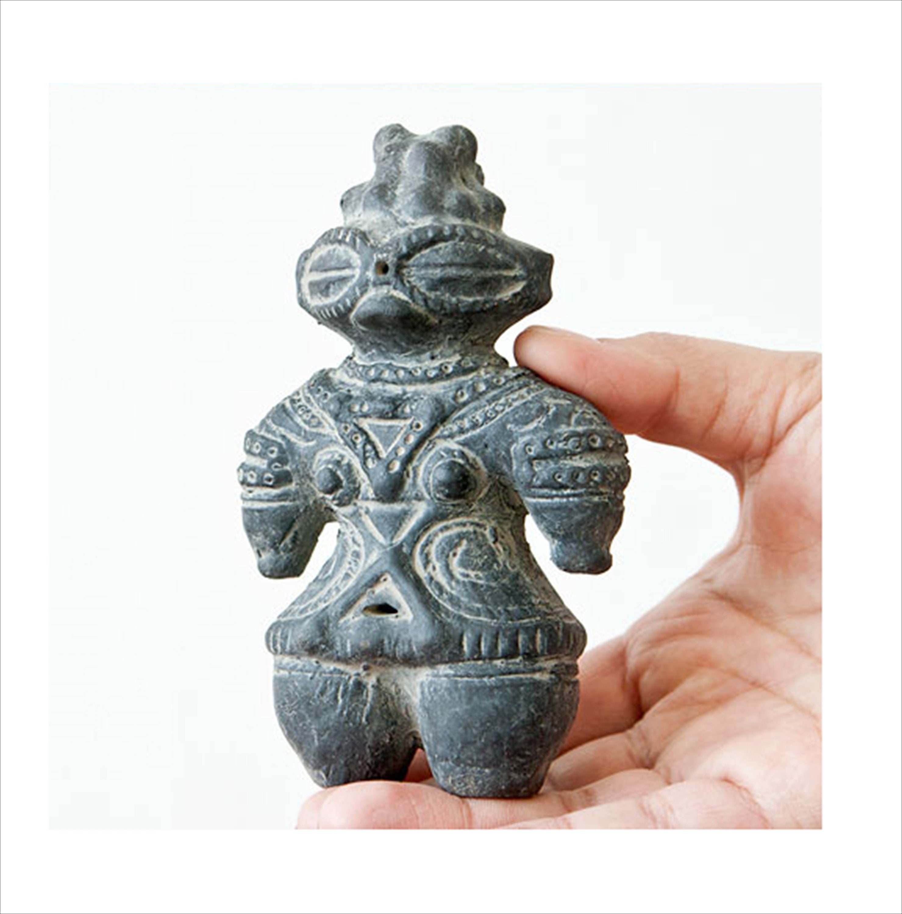 Dogu Jomon  Light shield earthen Haniwa Clay Statue 2 set Figure replica Japan 