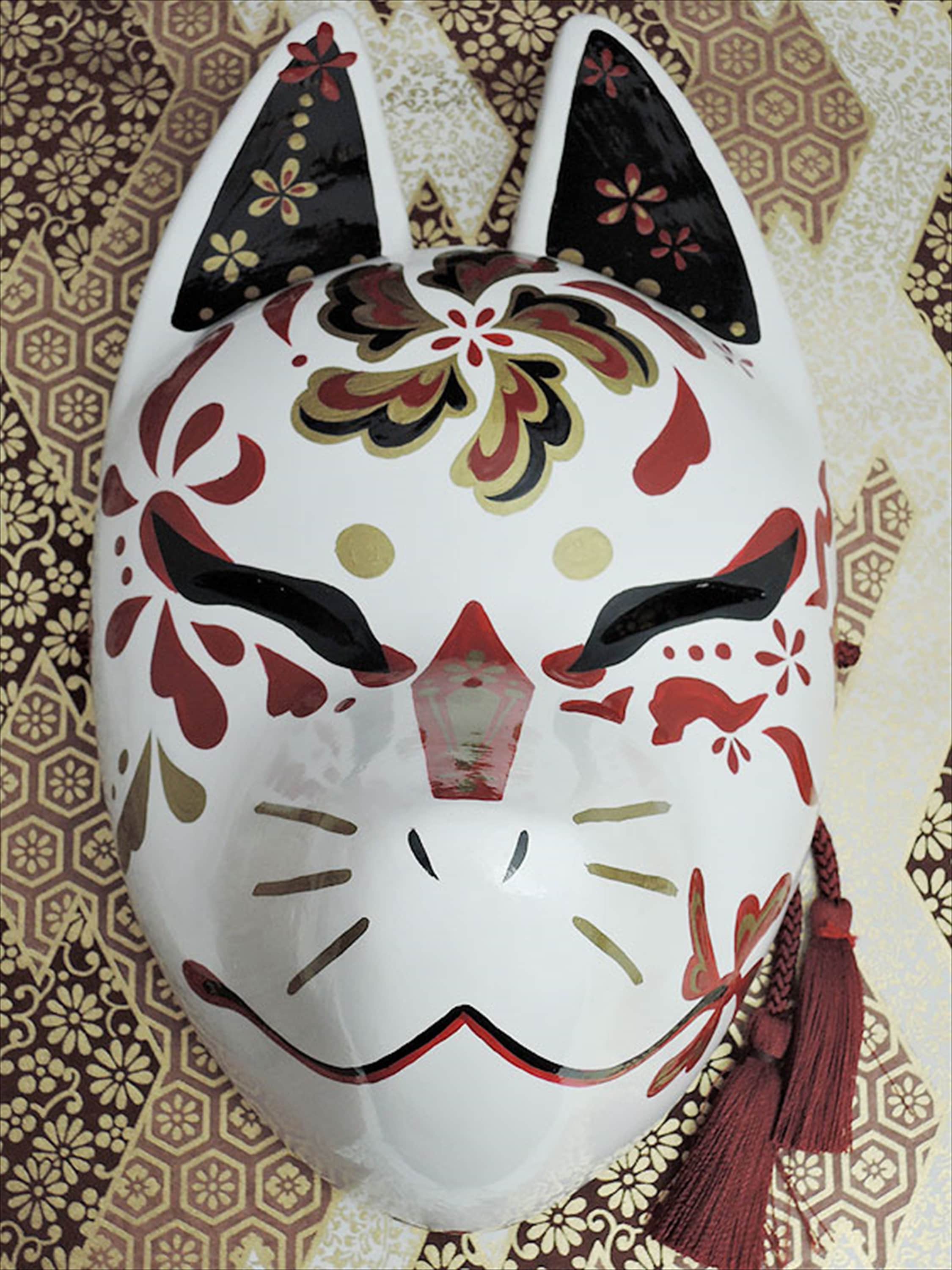 Full Face Fox Mask Kitsune Kitsune Hand Made Painted From - Etsy