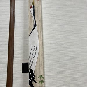 100％ Linen Long and Narrow Japanese art Modern tapestry Japan Kawaii 10×175cm Wall hanging,Japanese hanging,Crane tortoise