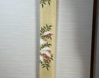 100% Linen Long and Narrow Japanese art Modern tapestry Japan Kawaii 10×170cm Wall hanging,Japanese hanging,Winter Nanten