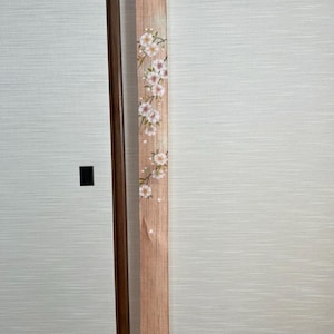 100％ Linen Cherry Blossoms Hand painted Long and Narrow Japanese art Modern tapestry Japan 10×170cm Wall hanging,Japanese hanging