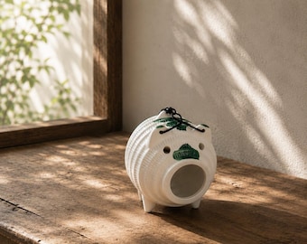 Mosquito Pig Coil Holder, Japanese Ceramic Mosquito Burner, Kawaii Summer Decor, Traditional Pottery, Made in Japan