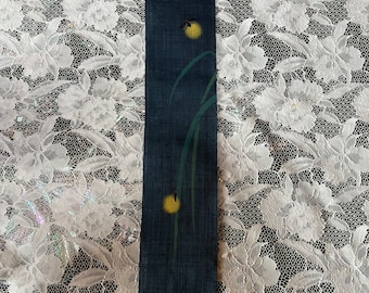 Mini 100% Linen Firefly Hand painted Narrow Japanese art Modern tapestry Japan Kawaii 10×60cm Wall hanging,Japanese hanging