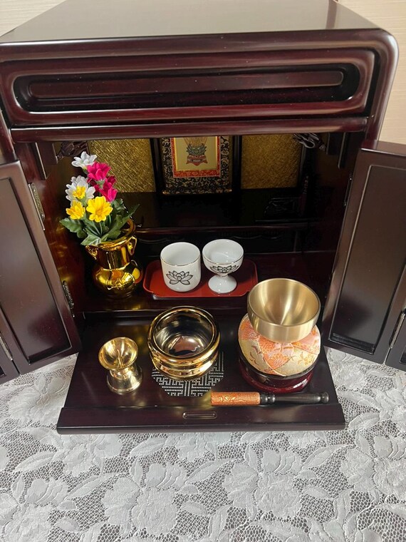 Japanese Buddhist Butsudan Set Buddhist Temple Compact Size Jodo