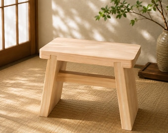 Japanese Hinoki Bath Stool Large Size, Natural Cypress Wood Shower Chair, Wooden Spa Bath Seat, Made in Japan