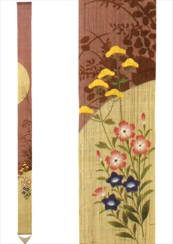 100 Linen Long and Narrow Japanese Art Modern Tapestry Japan Kawaii 10175cm Wall Hanging japanese Hanging autumn Seven Herbs Etsy