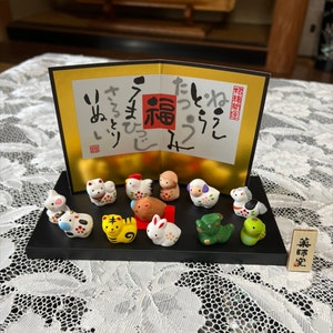 2023 Zodiac Japanese Eto Ornament Set Home decor Cute Japanese art decor Japanese Traditional Lucky charm Zodiac decor,Kawaii,03