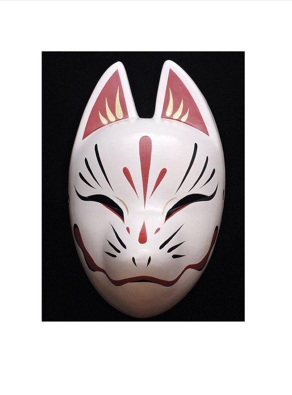 White Full Face Fox Mask Kitsune Kitsune Hand Made Painted - Etsy