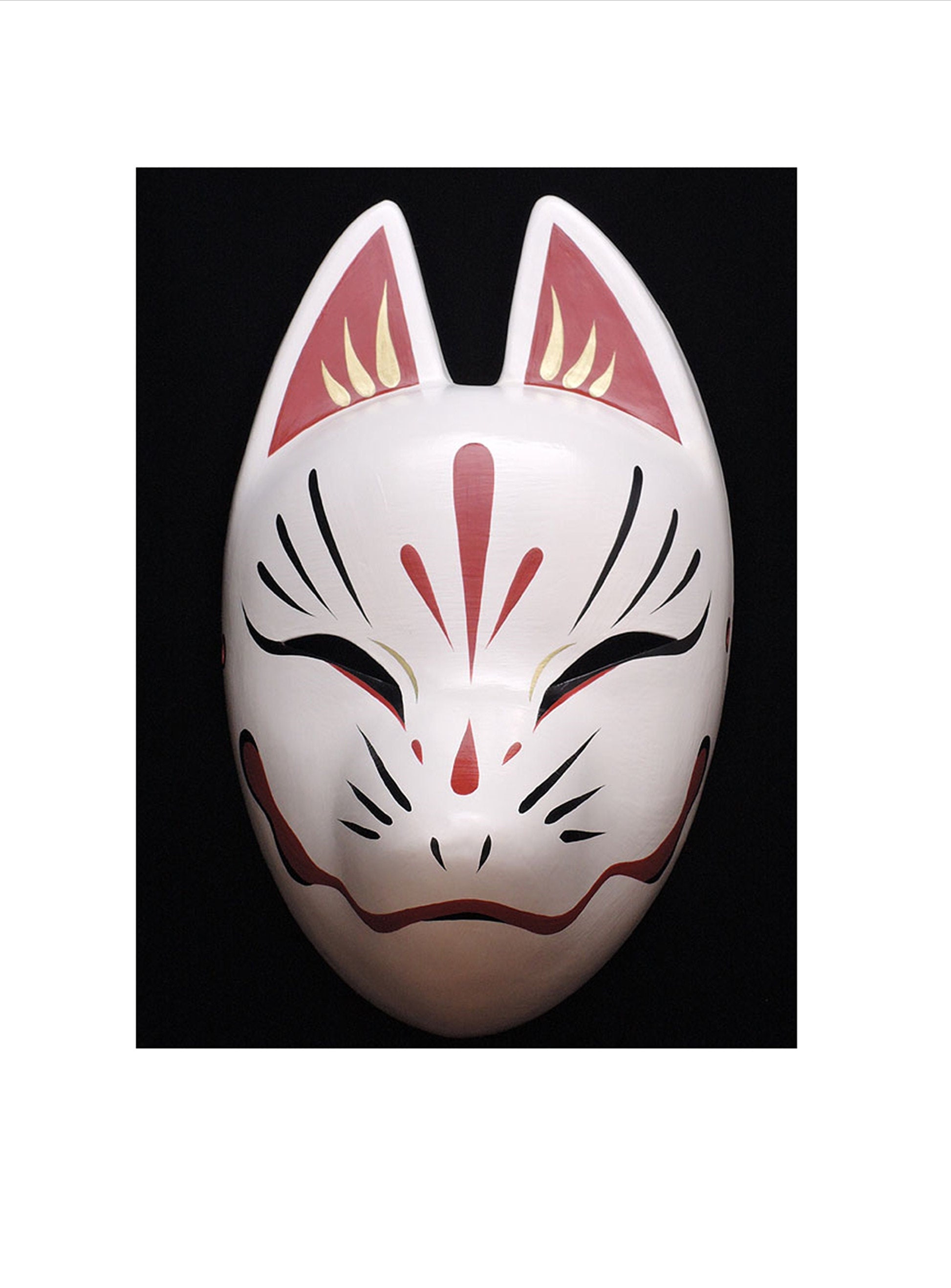 White Full Face Fox Mask Kitsune Kitsune Hand Made Painted Etsy