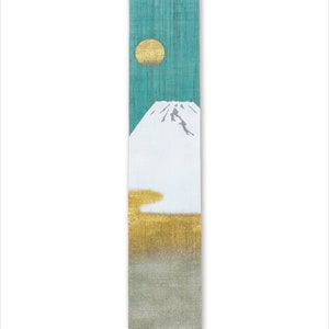 Mini 100％ Linen Mt.Fuji Hand painted Narrow Japanese art Modern tapestry Japan Kawaii 10×60cm Wall hanging,Japanese hanging