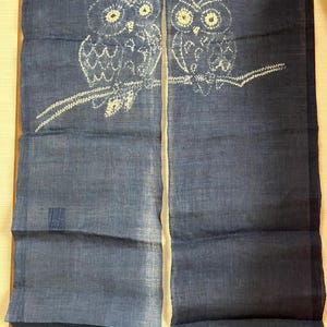 100％ Linen Hemp Owl Japanese art Modern tapestry Japan Kawaii 90×150cm Noren door curtain Wall hanging,Japanese hanging Door Curtain,023