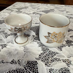 Buddhist altar equipment White cup Dish Set of 2