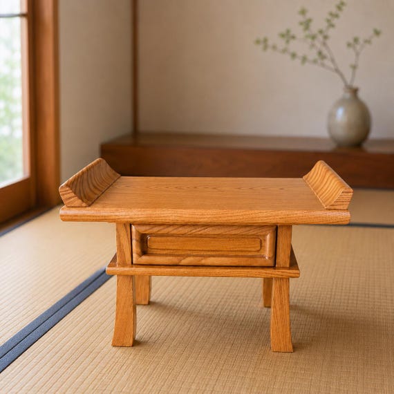 Japanese Kyozukue Buddhist Altar Table, Wooden Prayer Stand for