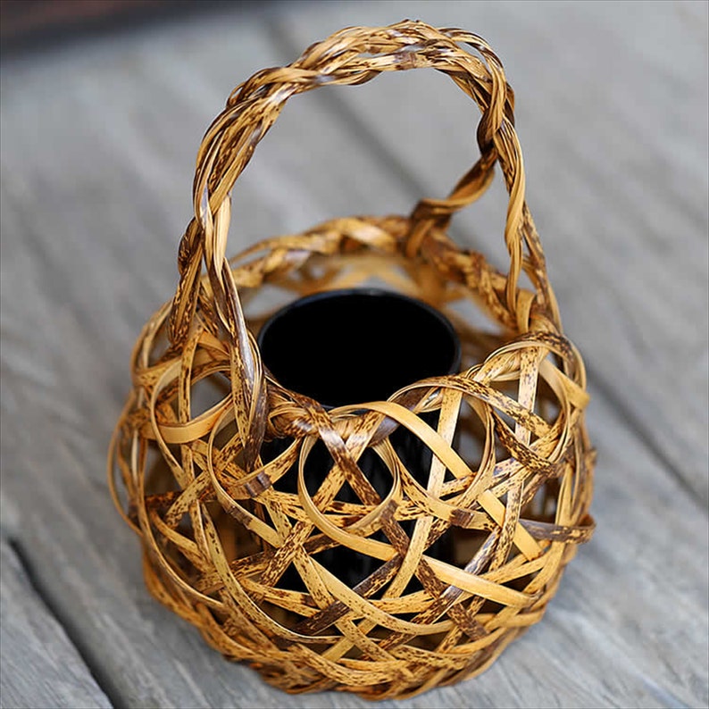 Unique Japanese Ikebana Bamboo Basket Flower Vase Pot Zen Etsy