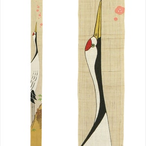 100% Linen Long and Narrow Japanese art Modern tapestry Japan Kawaii 10×175cm Wall hanging,Japanese hanging,Crane tortoise