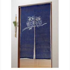 100% Linen Hemp Owl Japanese art Modern tapestry Japan Kawaii 90×150cm Noren door curtain Wall hanging,Japanese hanging Door Curtain,023