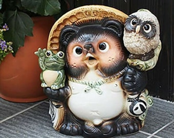 Lucky Shigaraki yaki Tanuki Japanese Raccoon Dog Kawaii,Cute,Ceramic,Frog,Owl,Japanese ornament