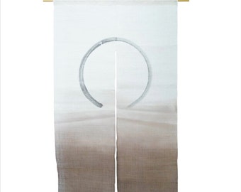 100% Linen Hemp Plant dyeing Japanese art Modern tapestry Japan Enso 85×150cm Noren door curtain Wall hanging,Japanese hanging,02