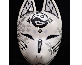 Japanese Fox Half Mask Motif Ryujin Dragon God Made in Japan Komendo omen 