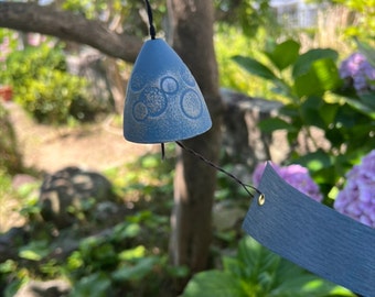 Iwachu Japanese Wind Chime Nambu Cast Iron Bubble Design Silver Sky Blue Furin