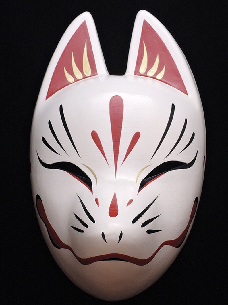 White Full Face Fox Mask Kitsune Kitsune Hand Made Painted - Etsy