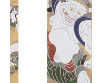 100％ Linen Long and Narrow Japanese art Modern tapestry Japan Kawaii 10×175cm Wall hanging,Japanese hanging,FU-JIN RAI-jin