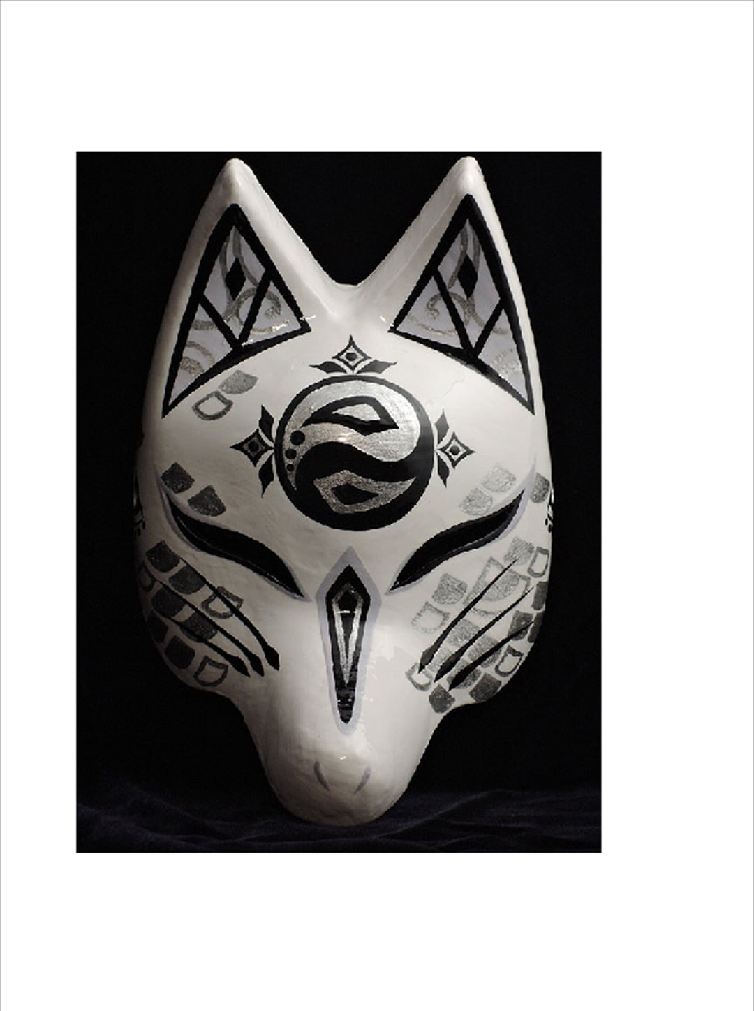 Japanese Fox HALF Mask Kitsune Hand Made Painted From Etsy