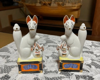 Shinto Shelf for Shrinei Inari,Fox of guardian angel,Pair Size Height 15.5cm,Altar,Torii, Omamori