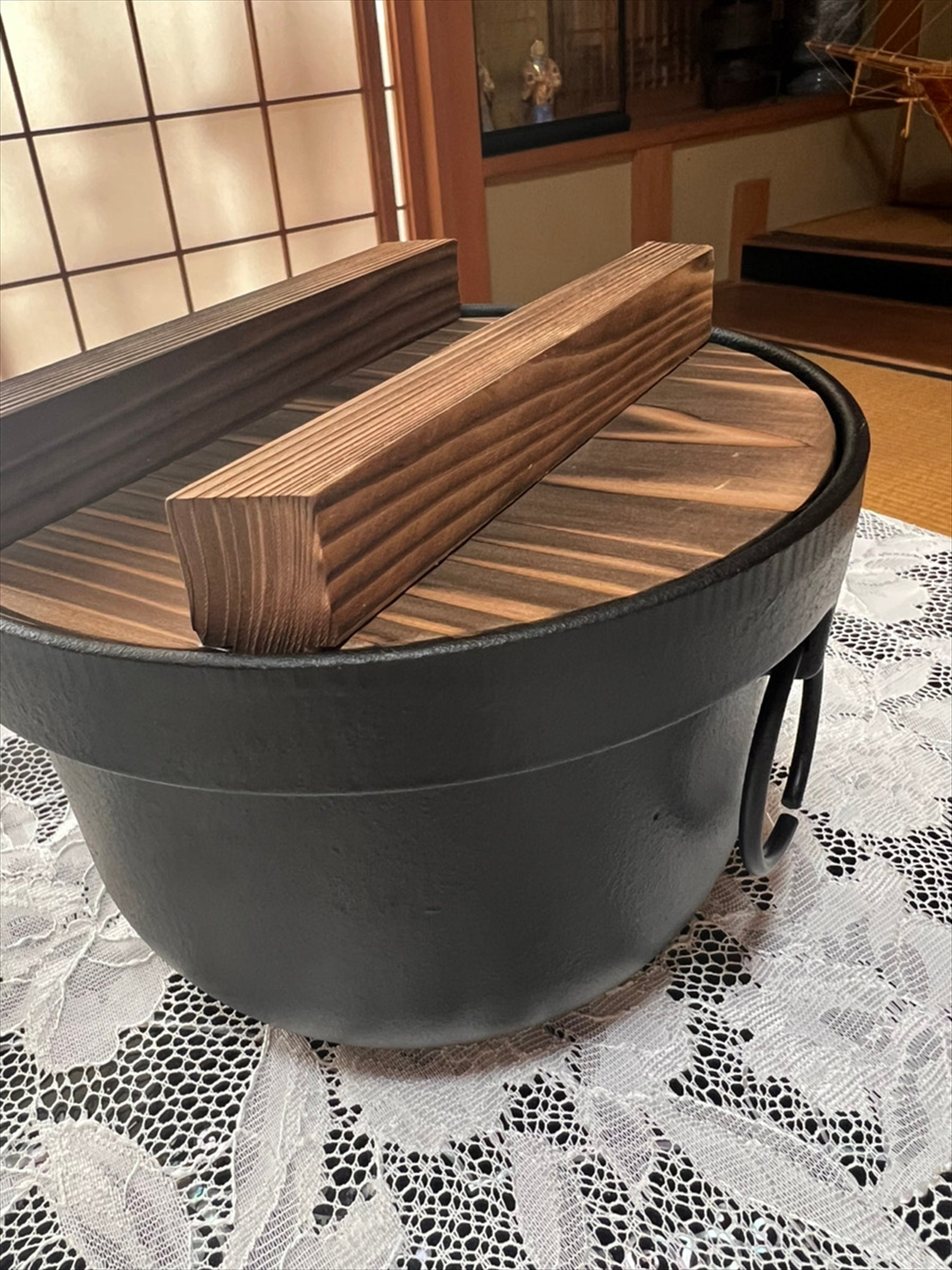 Japanese Rice Pot Ricecooker Pot Ironworks 2L Wooden Lid Cast Iron Pot 3  Cup,mothers Day Gift 