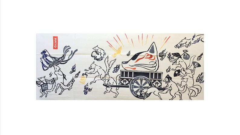 Tenugui Japanese Shrine Torii Inari Kitune Fox Shinto,Japan Kawaii 89\u00d737cm tapestry,Wall hanging,cotton100/%,03