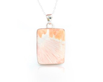 Scolacite pendant with Adjustable Sterling Silver Rolo Chain