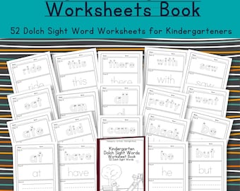 Kindergarten Dolch Sight Word Worksheets, Early Learners (INSTANT Download)
