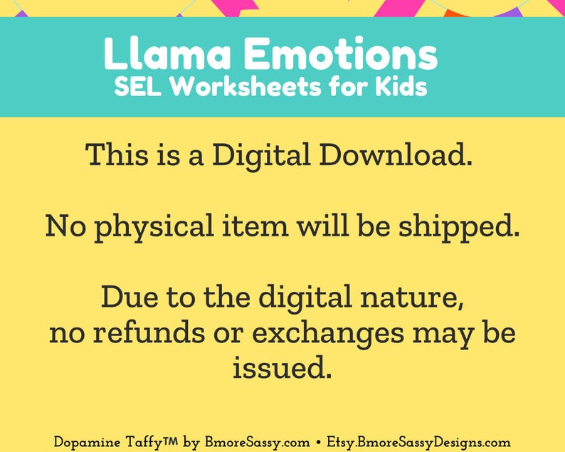 Páginas para colorear de emociones de llamas / Material imprimible de aprendizaje socioemocional para niños / Kit para un rincón de relajación / Hojas de trabajo sobre sentimientos / Actividad apta para TDAH / PLR imagen 9