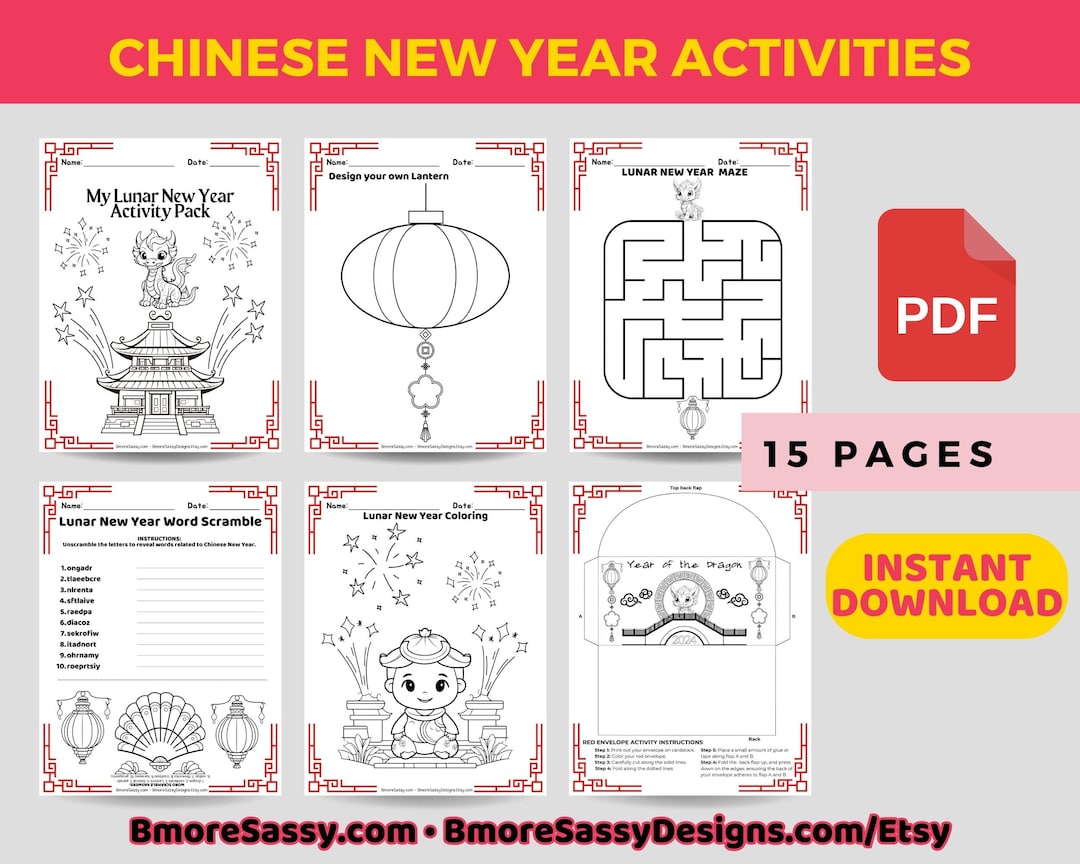Chinese New Year Printable Bundle for Kids- Year of the Dragon ...